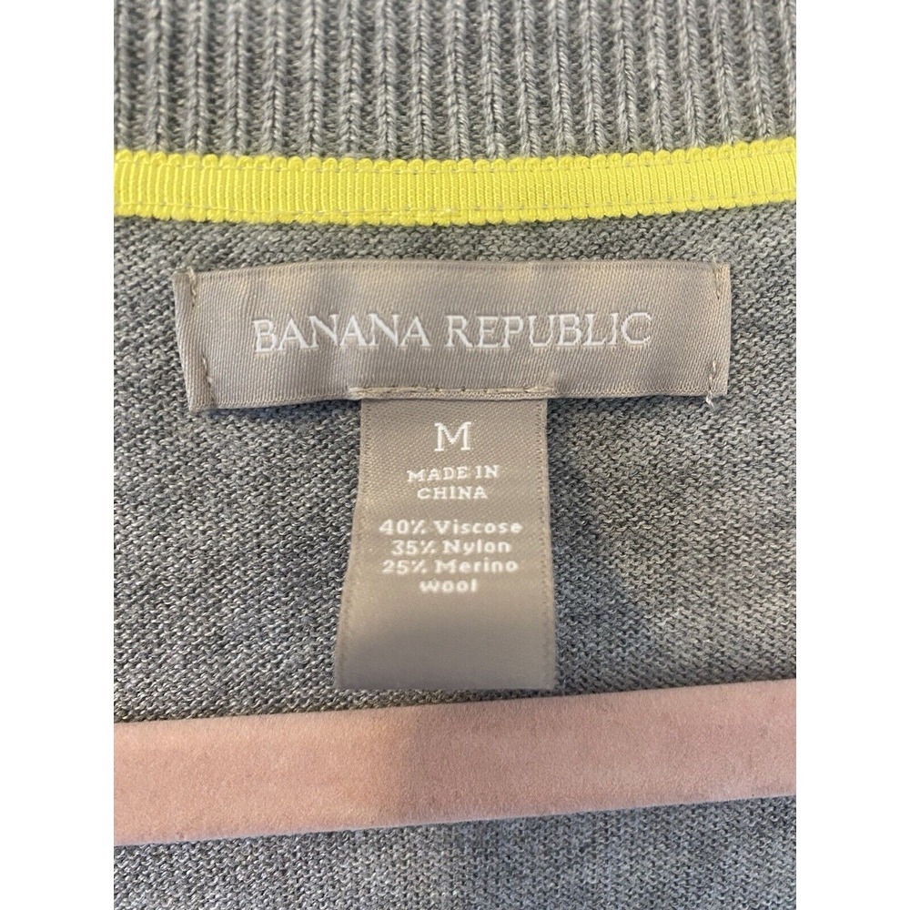 Merino Wool Blend Banana Republic 2 Pocket Grey Cardigan Size M - Picture 6 of 6